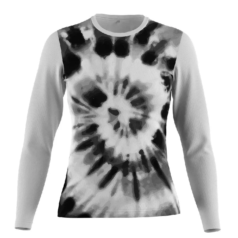 FMR Women's Black&White Tie-dye Long Sleeve T-Shirt Elasticated Padded Insulated
