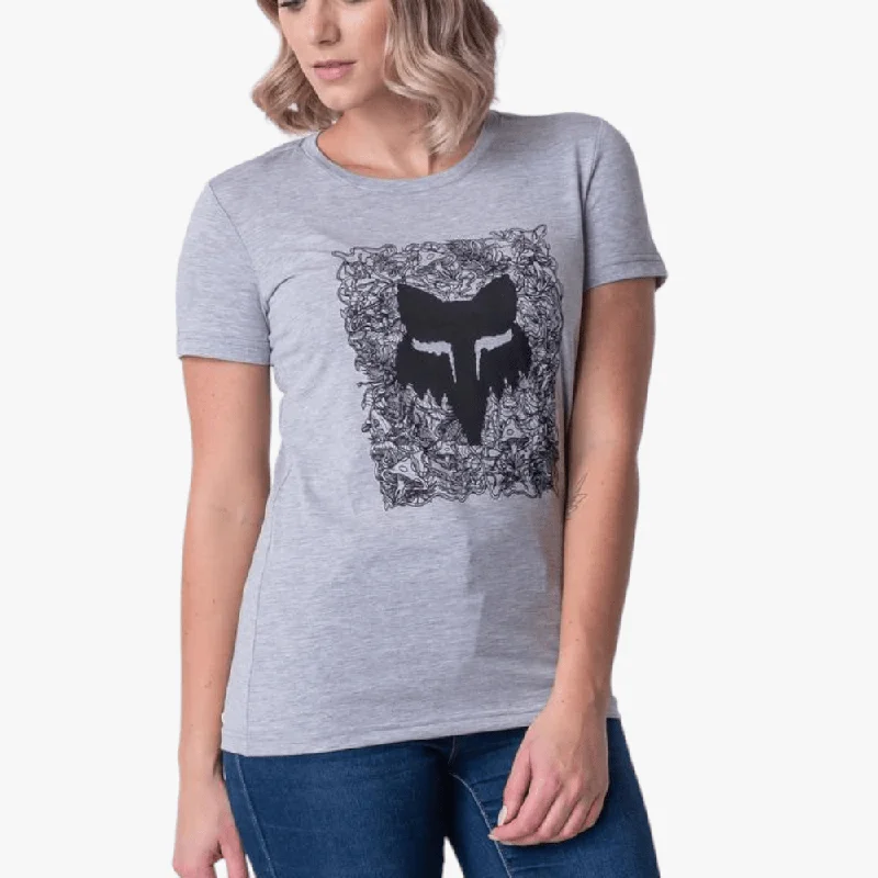 Foz Womens Auxlry Crew Short Sleeve Tee Grey Mel Collared Crew Neck Turtle Neck