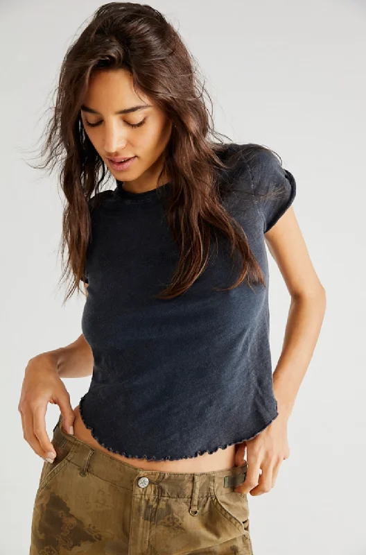Free People Be My Baby Tee - Black Anti-Pilling Machine Wash Handmade