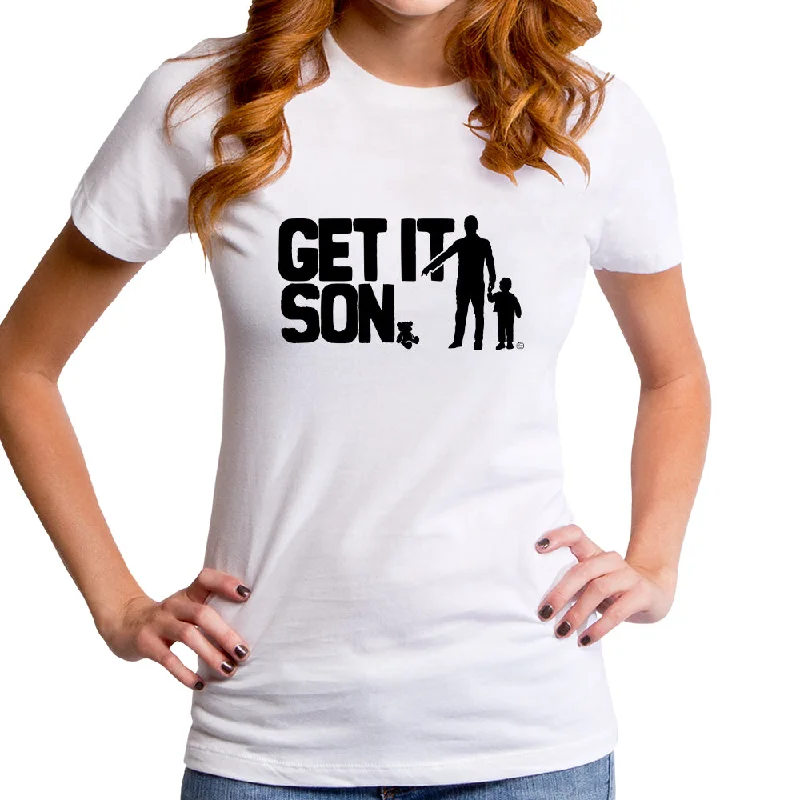Get it Son Women's T-Shirt Striped Floral Plaid