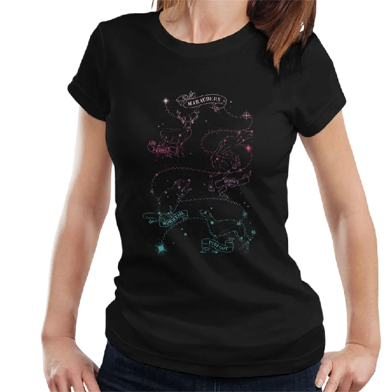 Harry Potter Marauders Animagi Constellations Women's T-Shirt Front Pockets Side Pockets Patch Pockets Harry Potter Marauders Animagi Constellations Women's T-Shirt Front Pockets Side Pockets Patch Pockets