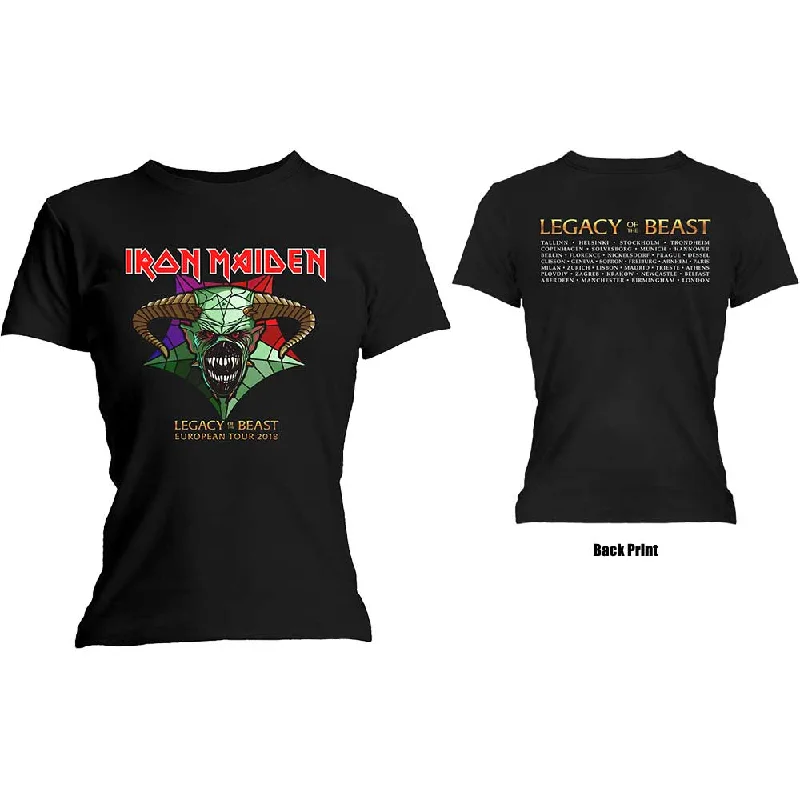 Iron Maiden Legacy of the Beast Tour Ladies T-Shirt Hooded Caped Shawl Collar