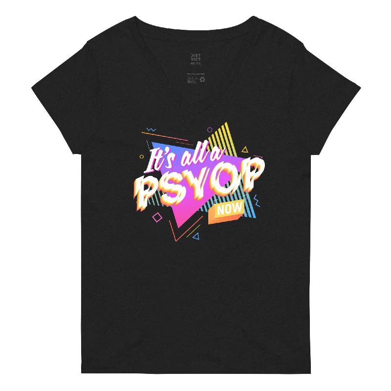 It's All a Psyop Now Women’s V-neck Tee Oversized T-Shirt Spandex breathable