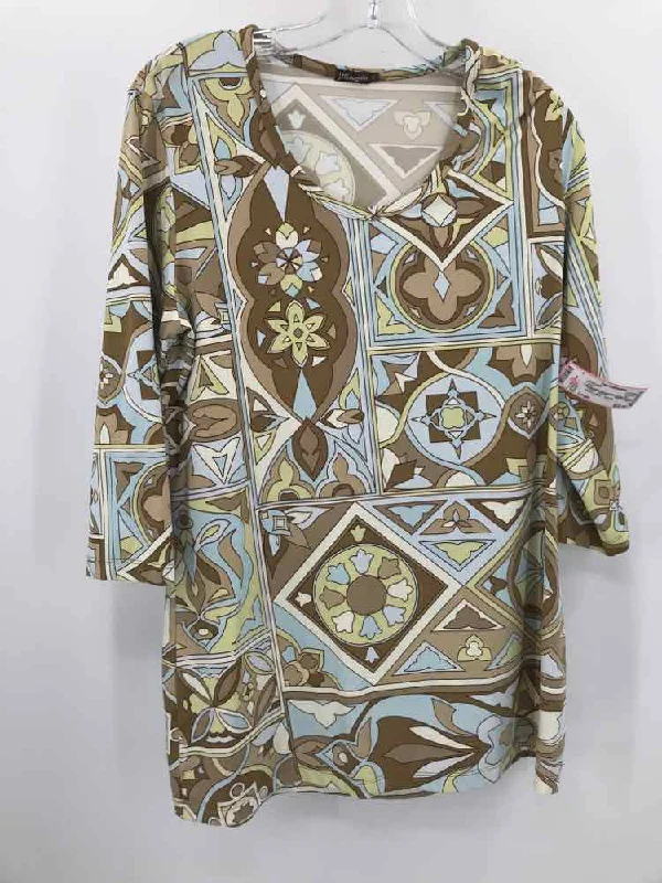 Pre-Owned J Mclaughlin Brown Size Large 3/4 Sleeve T-shirt Welt Pockets Slit Pockets Flap Pockets Pre-Owned J Mclaughlin Brown Size Large 3/4 Sleeve T-shirt Welt Pockets Slit Pockets Flap Pockets