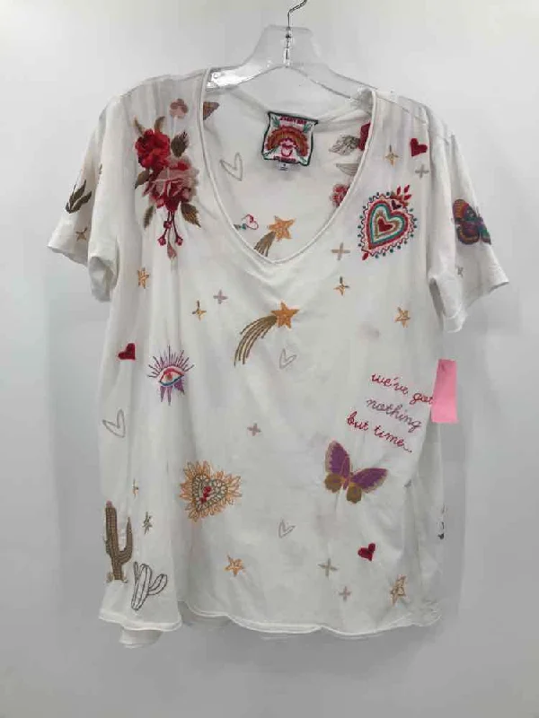 Pre-Owned Johnny Was White Size Small T-shirt Lace Blend Ribbed Blend Corduroy Blend Pre-Owned Johnny Was White Size Small T-shirt Lace Blend Ribbed Blend Corduroy Blend