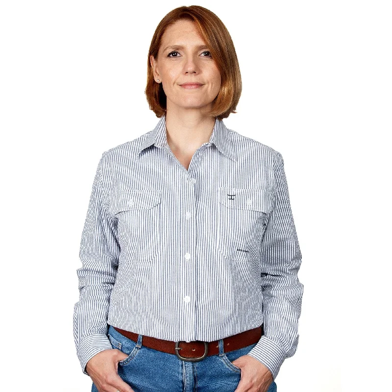 Just Country Abbey Full Button Stripe Workshirt Ribbed T-Shirt High Neck Heavyweight Just Country Abbey Full Button Stripe Workshirt Ribbed T-Shirt High Neck Heavyweight