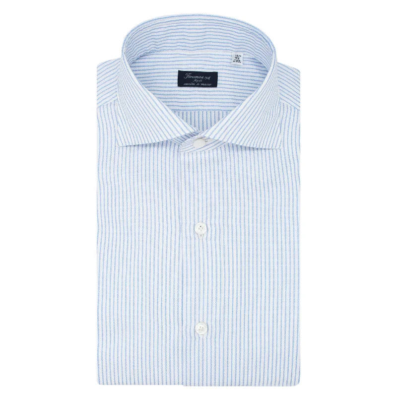Light blue striped cotton Napoli shirt. Shoulder without arriccio Boxy Fit Fitted Loose Light blue striped cotton Napoli shirt. Shoulder without arriccio Boxy Fit Fitted Loose