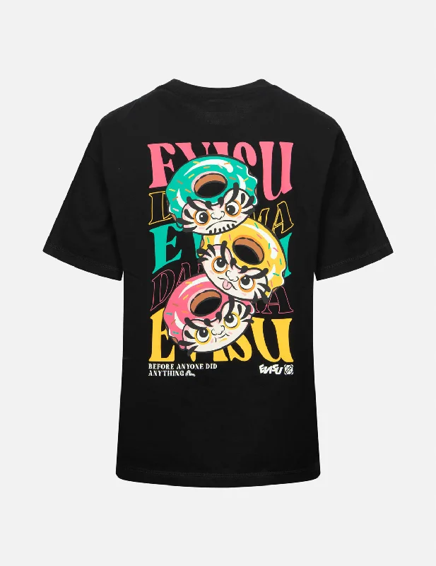 Logo Embroidery and Donut Daruma Print Fashion Fit T-shirt Seamless Knitted Crochet