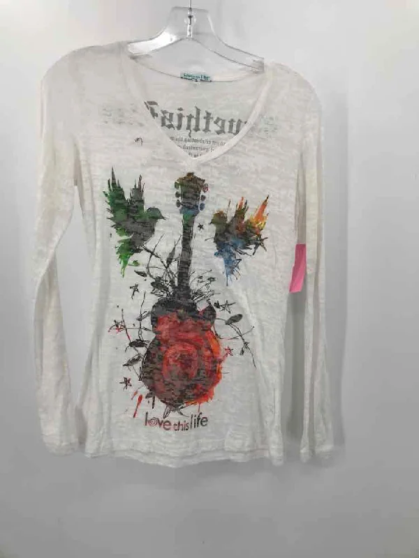 Pre-Owned Love This Life White Size Small Printed T-shirt Modern Contemporary Chic