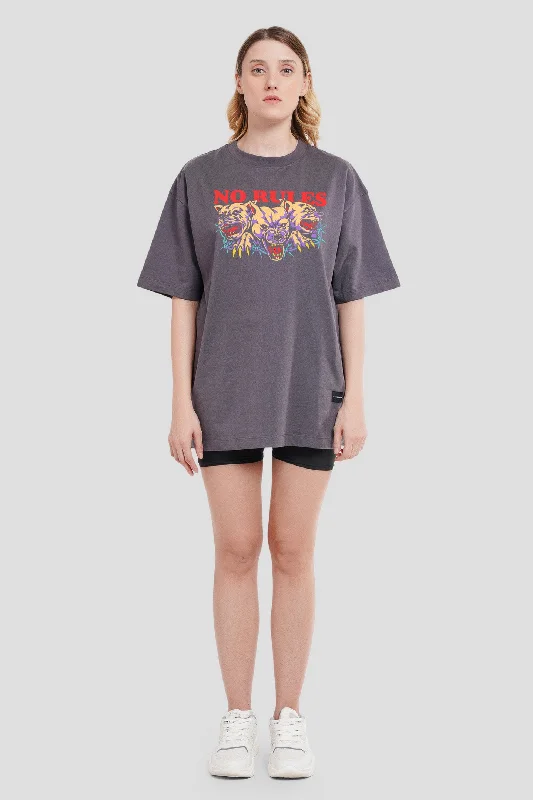 No Rules Dark Grey Printed T-Shirt Anti-Shrink Durable Soft