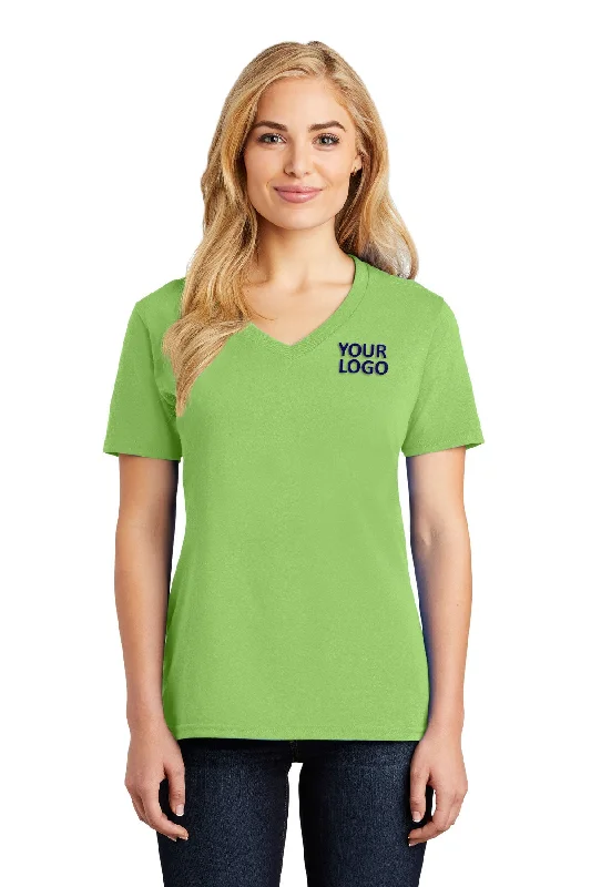 Port & Company Ladies Core Cotton Custom V-Neck Tee's, Lime V-Neck T-Shirt Long Sleeve Cotton Port & Company Ladies Core Cotton Custom V-Neck Tee's, Lime V-Neck T-Shirt Long Sleeve Cotton