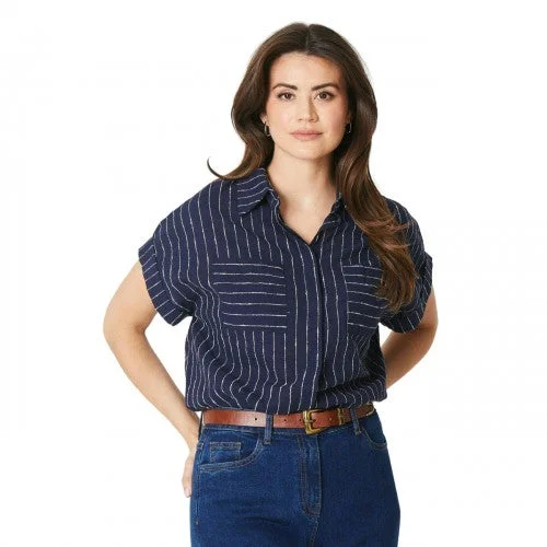 Principles Womens/Ladies Stripe Patch Pocket Turn Up Shirt Boxy Fit Fitted Loose