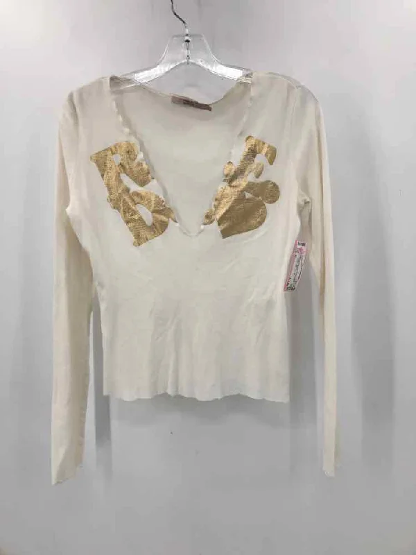 Pre-Owned Red Valentino Ivory Size 42 T-shirt Lace Blend Ribbed Blend Corduroy Blend Pre-Owned Red Valentino Ivory Size 42 T-shirt Lace Blend Ribbed Blend Corduroy Blend