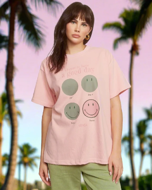 Samii Ryan Smiley® Good Day Oversized Tee Solid Color Striped Floral