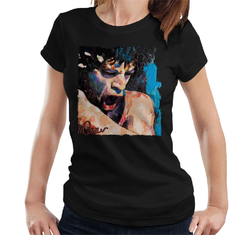 Sidney Maurer Original Portrait Of Mick Jagger Shouting Women's T-Shirt Polka Dot Checkered Tartan Sidney Maurer Original Portrait Of Mick Jagger Shouting Women's T-Shirt Polka Dot Checkered Tartan