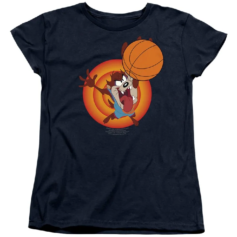 Space Jam Taz Slam Women's 18/1 Cotton Short-Sleeve T-Shirt Ribbed Striped Patterned