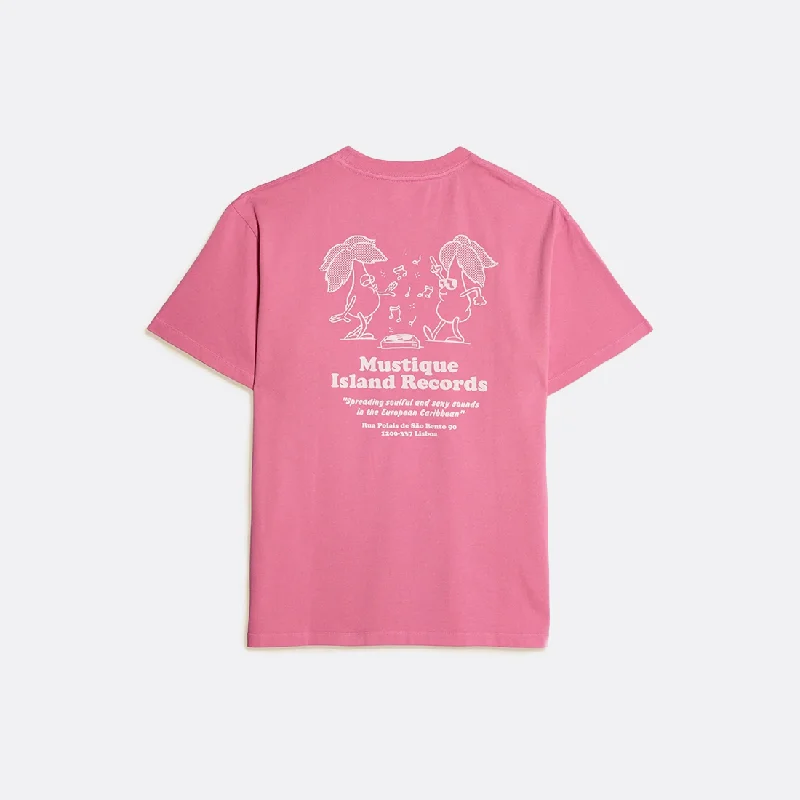 Pink Islind Records T-Shirt Spandex Blend Rayon Blend Denim Blend