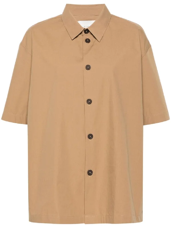 Studio Nicholson Shirts Beige Satin Fabric Silk Fabric Chiffon Fabric