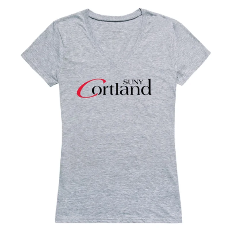 SUNY Cortland Red Dragons Womens Seal T-Shirt Hooded Caped Shawl Collar