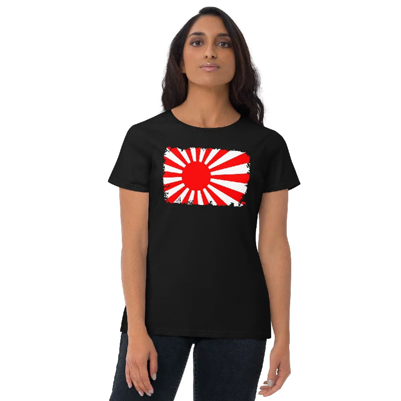 The National Flag of Japan Land of the Rising Sun Women's Short Sleeve Babydoll T-shirt Iron Safe Non-Iron Wrinkle Free The National Flag of Japan Land of the Rising Sun Women's Short Sleeve Babydoll T-shirt Iron Safe Non-Iron Wrinkle Free