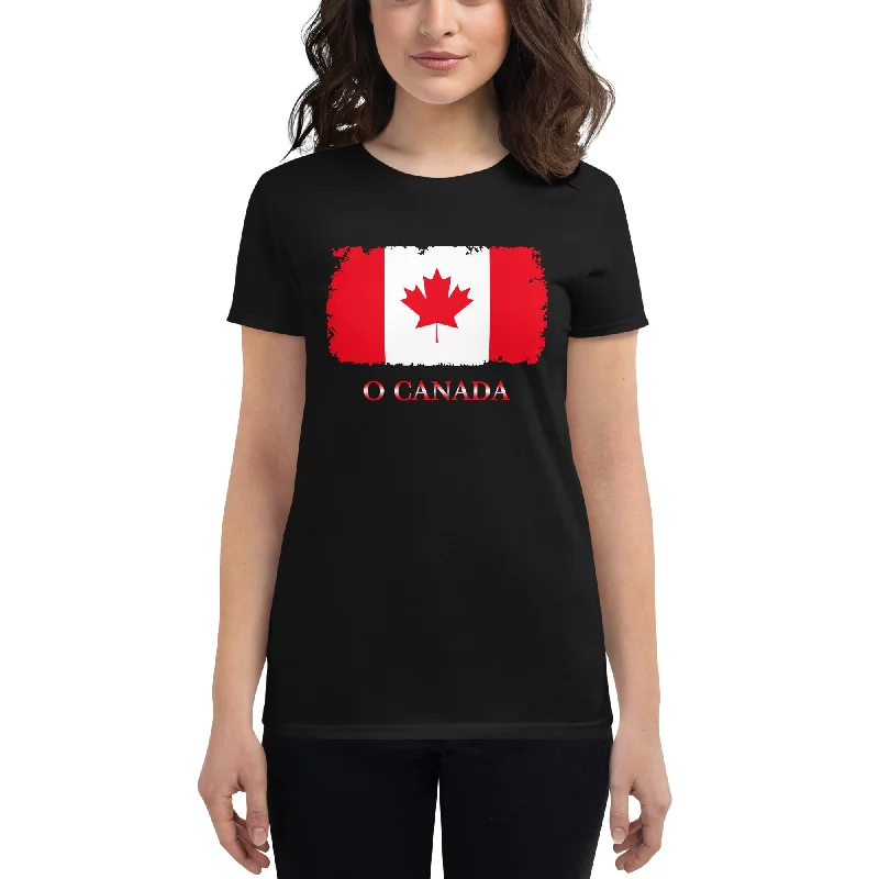 The Official Flag of Canada Maple Leaf Women's Short Sleeve Babydoll T-shirt Modern Contemporary Chic The Official Flag of Canada Maple Leaf Women's Short Sleeve Babydoll T-shirt Modern Contemporary Chic