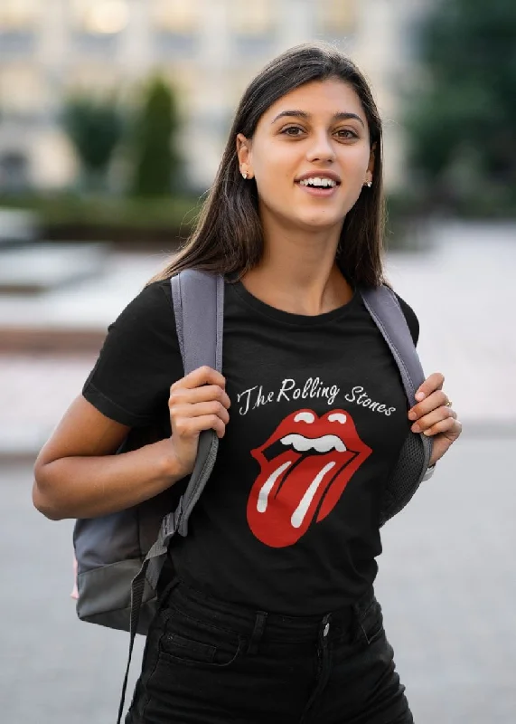 The Rolling Stones Women Half Sleeve T-Shirt Polka Dot Checkered Tartan