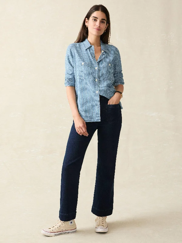 Tried & True Chambray Shirt - Aspen Stripe Wash Anti-Pilling Machine Wash Handmade