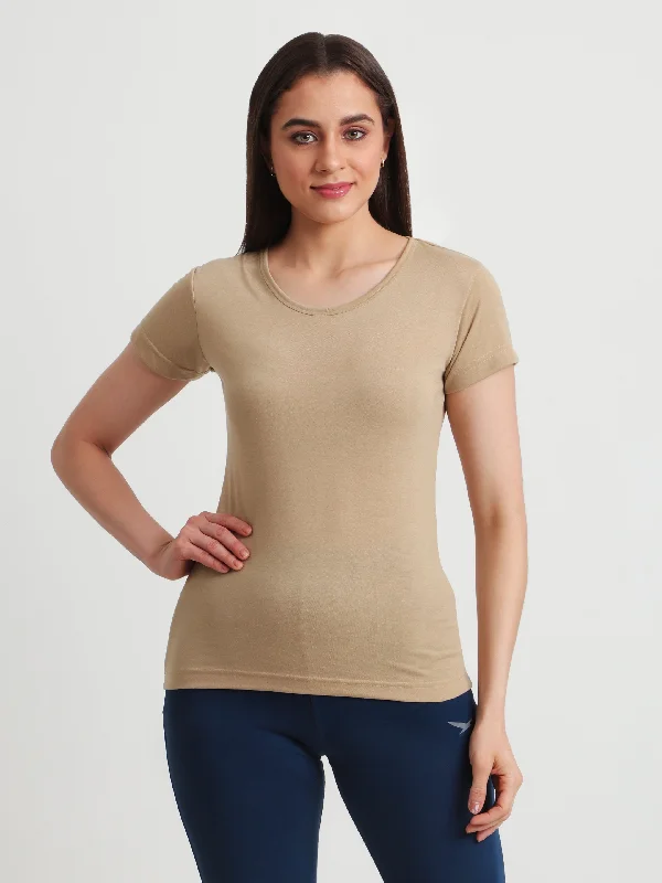T.T. Women Slim Fit Poly Jersey Round Neck Half Sleeve T-Shirt Skin Layered Multi-layer Single Layer T.T. Women Slim Fit Poly Jersey Round Neck Half Sleeve T-Shirt Skin Layered Multi-layer Single Layer