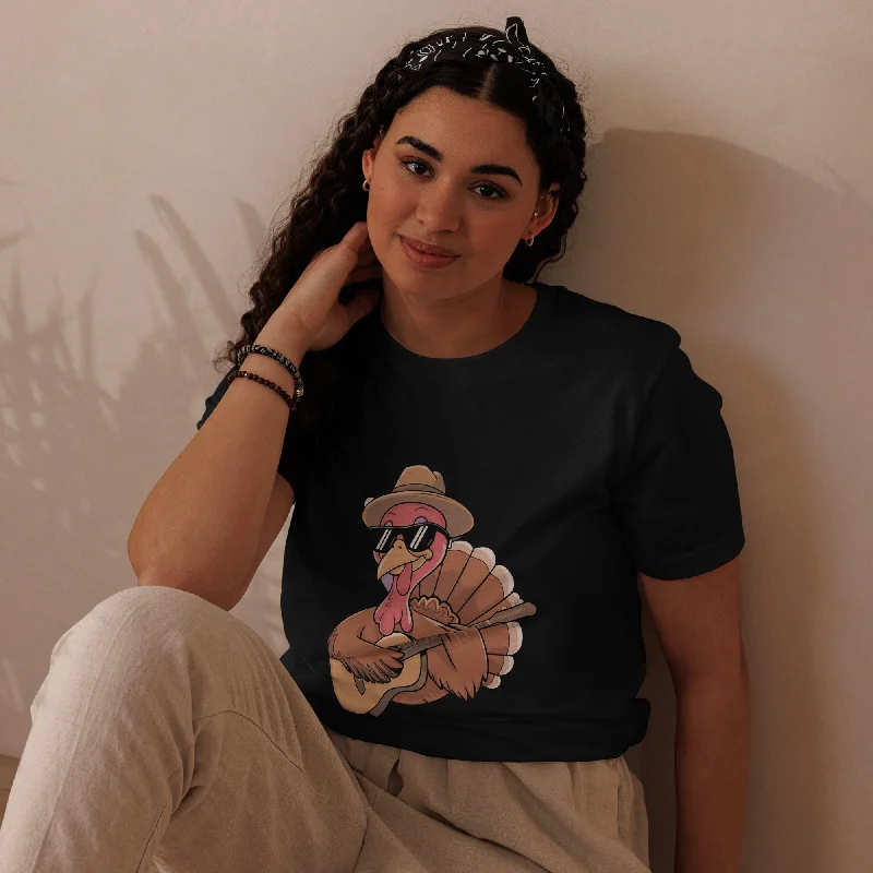 Turkey With Glasses Graphic Women Staple Eco T-shirt Notch Collar Peter Pan Collar Cowl Neck Turkey With Glasses Graphic Women Staple Eco T-shirt Notch Collar Peter Pan Collar Cowl Neck
