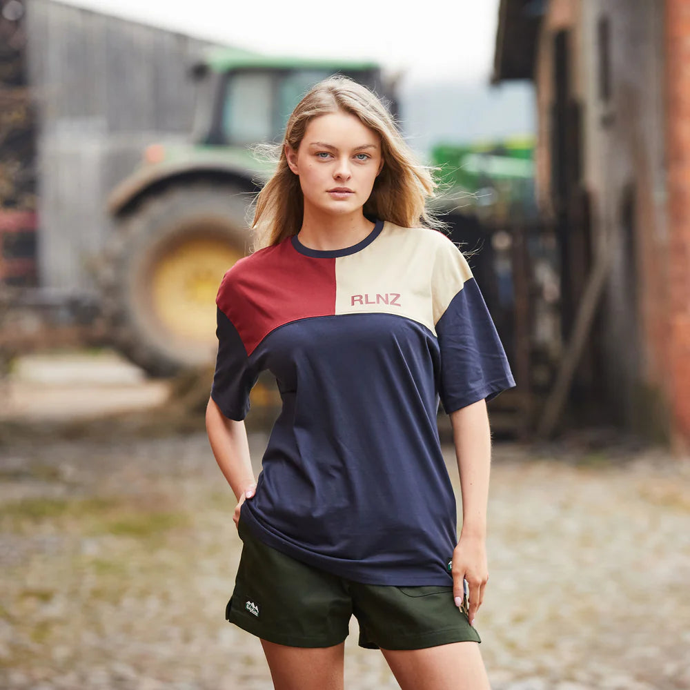 Unisex Backslider T-Shirt - Navy Multi Polka Dot Checkered Tartan