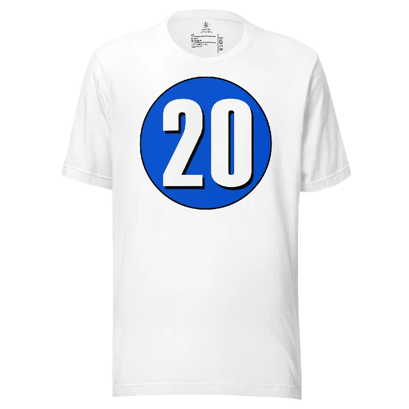 Unisex t-shirt: White on Periwinkle 20 Fitted T-Shirt Seamless Stretchy