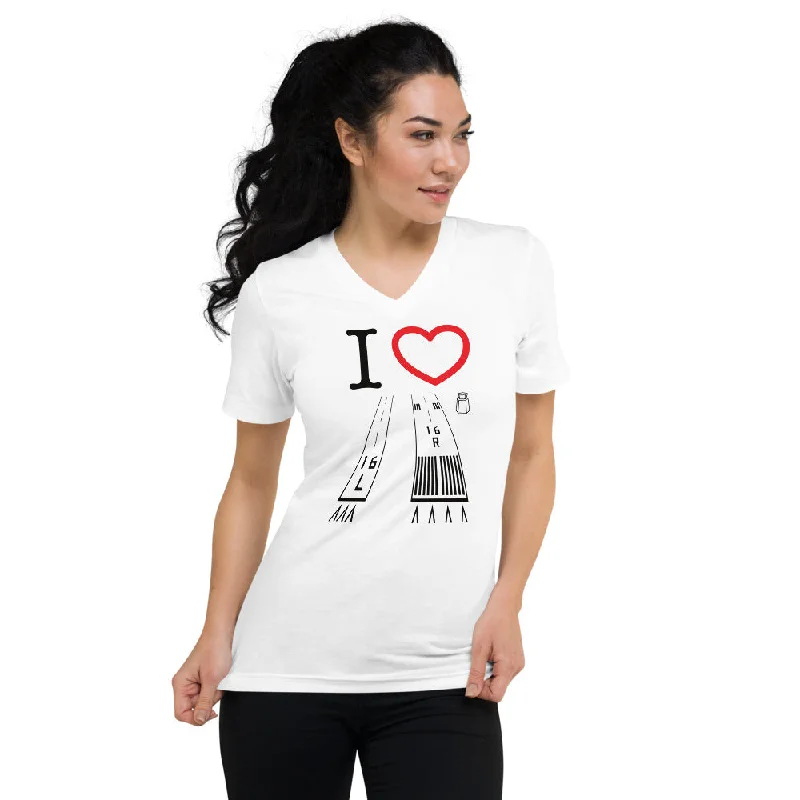 Van Nuys Airport Runways 16L / 16R - 34L / 34R - short-sleeve v-neck T-shirt (white) Chenille Brocade Lace Van Nuys Airport Runways 16L / 16R - 34L / 34R - short-sleeve v-neck T-shirt (white) Chenille Brocade Lace