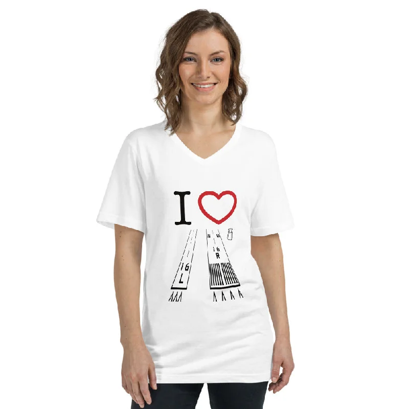 Van Nuys Airport Runways 16L / 16R - short-sleeve unisex v-neck T-shirt (white) Chenille Fabric Brocade Fabric Lace Fabric Van Nuys Airport Runways 16L / 16R - short-sleeve unisex v-neck T-shirt (white) Chenille Fabric Brocade Fabric Lace Fabric