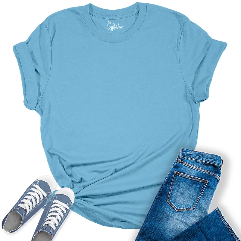 Womens Ocean Blue T Shirts Premium Casual Short Sleeve Shirts Oversized Tops Sequined Glittery Shiny