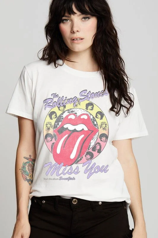Recycled Karma The Rolling Stones Miss You Unisex Tee Chenille Blend Fleece Blend Nylon Blend