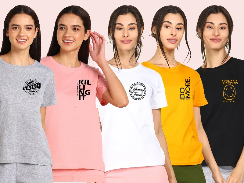 Young Trendz Womens Regular Fit Combo Printed T Shirt Front Pockets Side Pockets Patch Pockets Young Trendz Womens Regular Fit Combo Printed T Shirt Front Pockets Side Pockets Patch Pockets