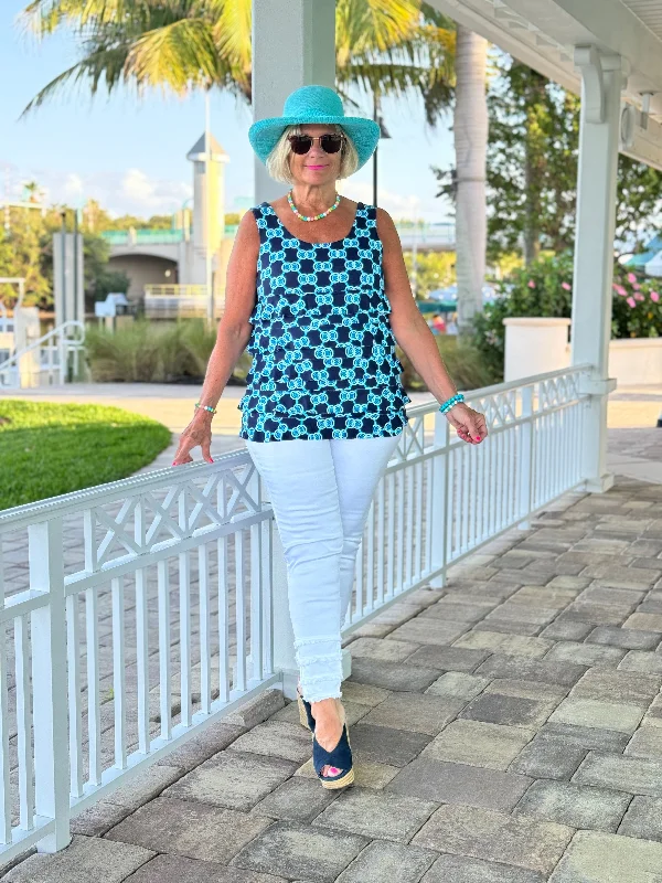 BLUE MEDALLION CHA CHA TANK cold shoulder tank