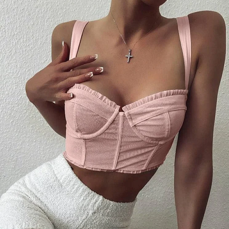 KittenAlarm - Jaliev Underwired Cropped Tank Top peekaboo tank top