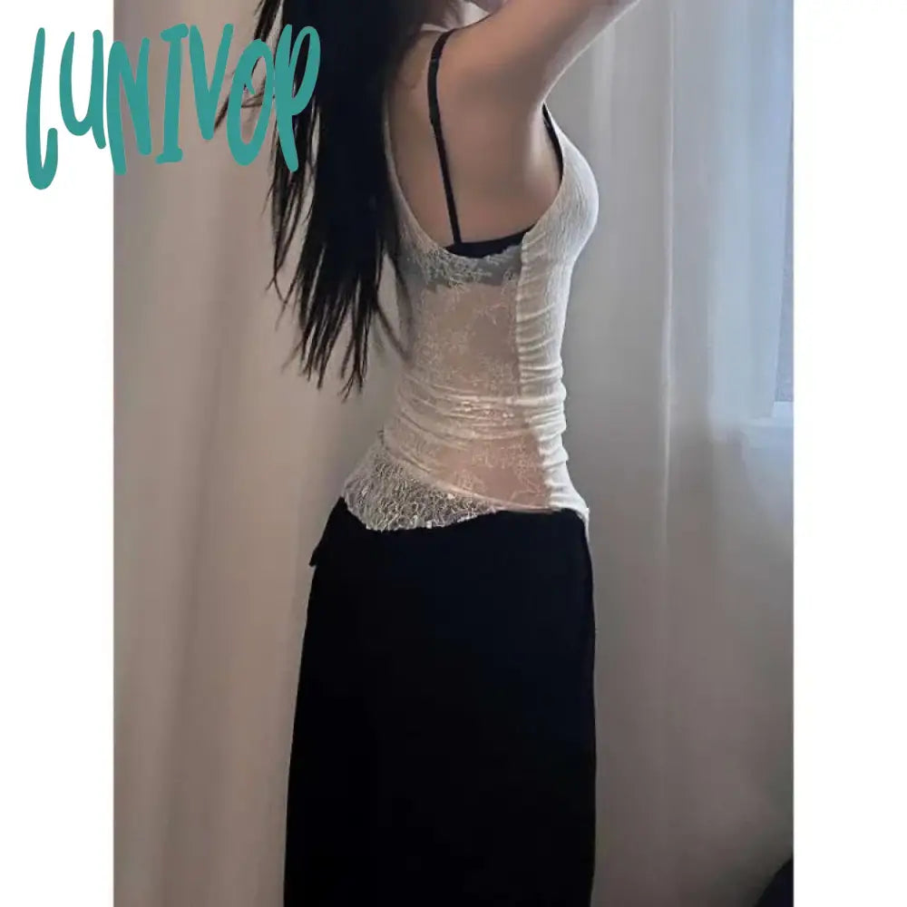 Lunivop Fashion Sexy Backless See Through Lace Camisole 2024 Sumemr New Vest for Women Y2k Grunge Slim Fit All-match Tank Top cutout tank top Lunivop Fashion Sexy Backless See Through Lace Camisole 2024 Sumemr New Vest for Women Y2k Grunge Slim Fit All-match Tank Top cutout tank top