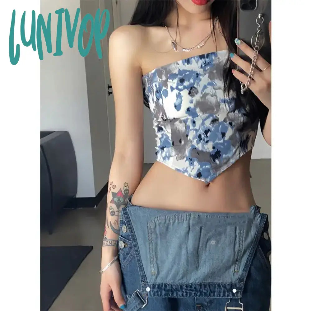 Lunivop Fashion Sweet Tie Dye Strapless Vest for Women 2024 Summer New Tank Top Y2k Irregular Slim Fit Bottoming Camisole Tops peach tank top Lunivop Fashion Sweet Tie Dye Strapless Vest for Women 2024 Summer New Tank Top Y2k Irregular Slim Fit Bottoming Camisole Tops peach tank top