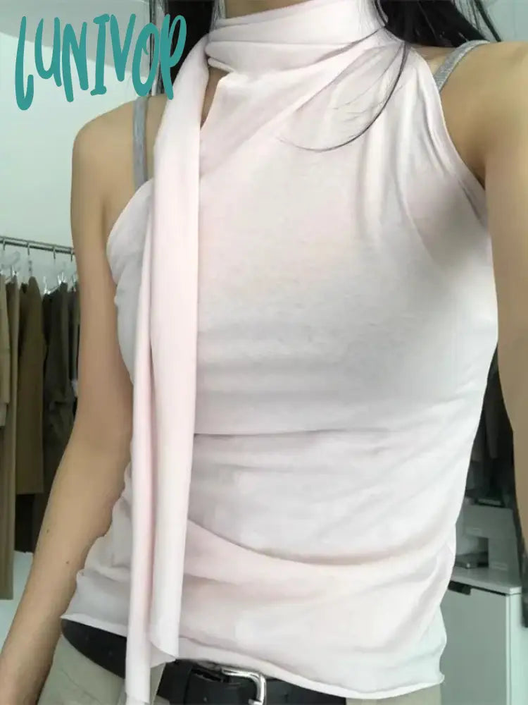 Lunivop Korean Fashion Stand Collar Lace Up Tank Top Y2k E-Girl Slim Fit Sleeveless Tops 2024 Summer New Bottoming Vest for Women activewear tank top Lunivop Korean Fashion Stand Collar Lace Up Tank Top Y2k E-Girl Slim Fit Sleeveless Tops 2024 Summer New Bottoming Vest for Women activewear tank top