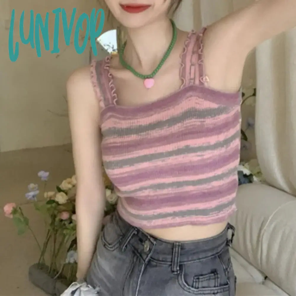 Lunivop Summer New Women's Contrast Color Hemming Sling Vest Fashion Short Colour Stripe Tank Tops Cute Casual Knitting Tops fitness tank top Lunivop Summer New Women's Contrast Color Hemming Sling Vest Fashion Short Colour Stripe Tank Tops Cute Casual Knitting Tops fitness tank top