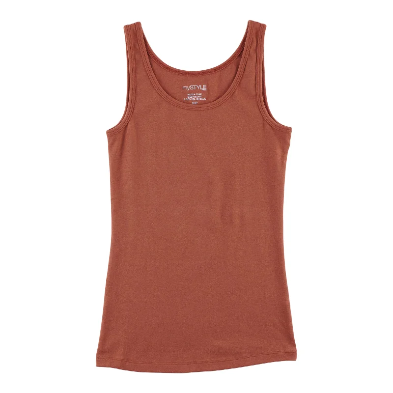mySTYLE Women's Seasonal Scoop Neck Solid Tank Top activewear tank top