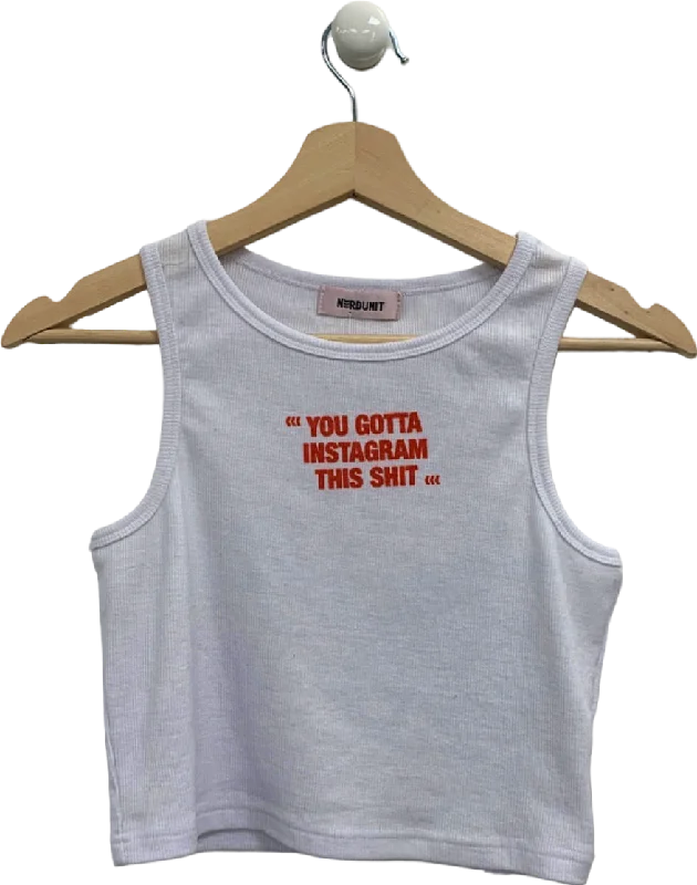 Nerdunit White 'You Gotta Instagram This Shit' Tank Top UK M mesh tank top