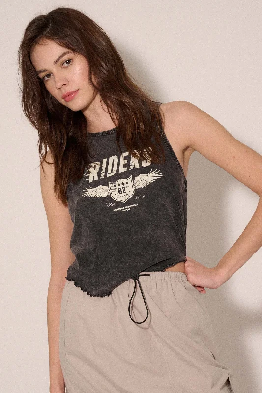 Riders Motorcycle Lettuce-Edge Graphic Tank Top soft tank top