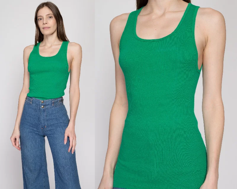 Sm-Lrg 80s Plain Green Undershirt Muscle Tank crossback tank top