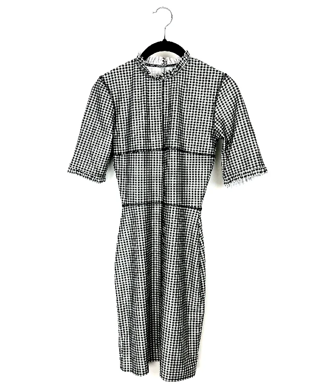 Black And White Checkered Cover Up Dress - Size 2-4 Casual Short Summer