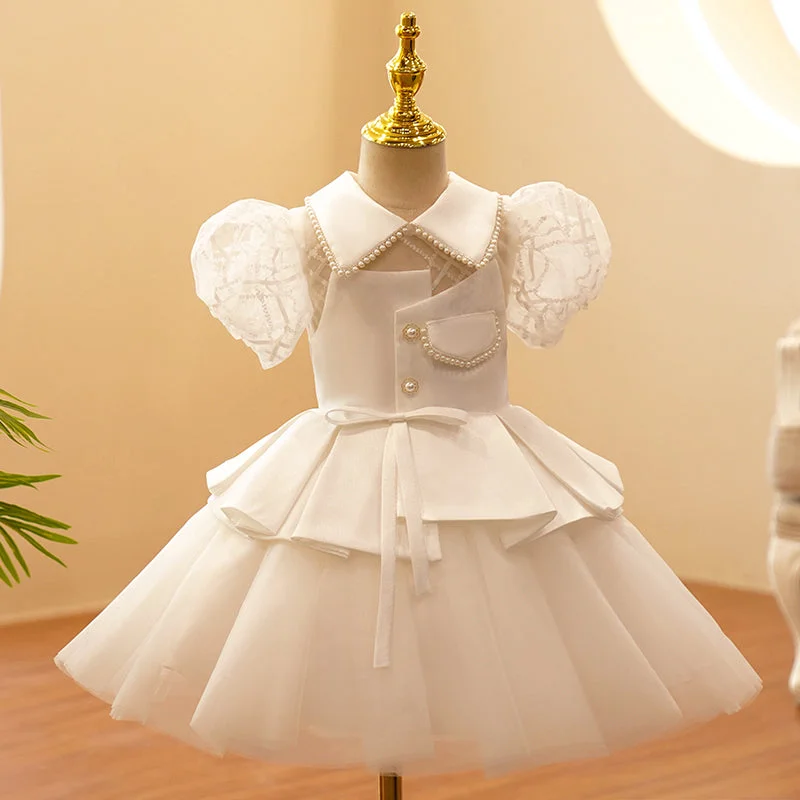 Baby Girl Formal Princess Dress Girl Puff Sleeve Beaded Square Neck Puffy Prom Dress Cowl Neckline Elegant Baby Girl Formal Princess Dress Girl Puff Sleeve Beaded Square Neck Puffy Prom Dress Cowl Neckline Elegant
