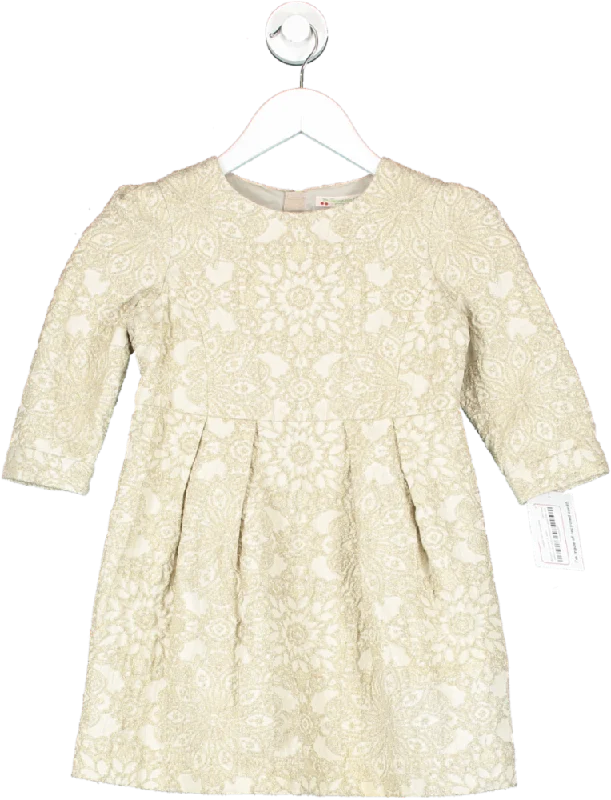 Bonpoint Cream Acetate Floral Glitter Dress 8 Years Tunics Essential wardrobe
