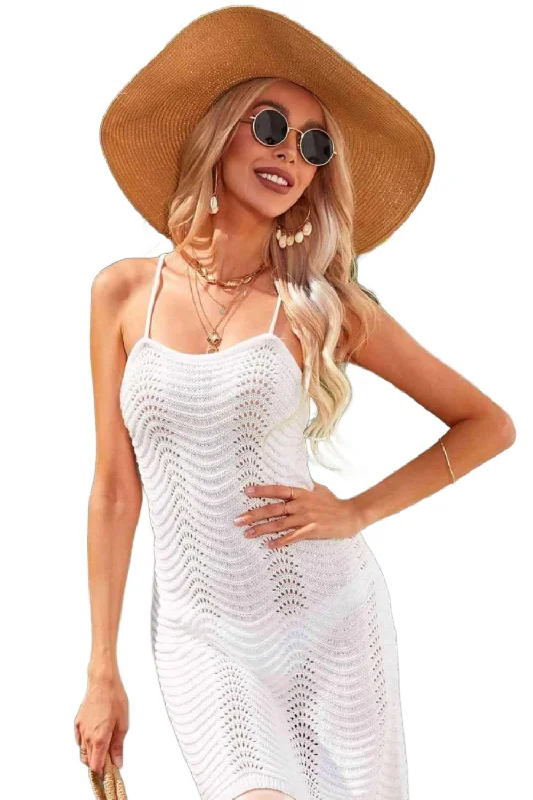 Crisscross Halter Neck Openwork Cover-Up Dress Tunics Hiking breathable